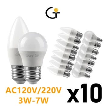 10PCS נורות LED חסכוני באנרגיה G45 C37 E14 E27 3W-7W AC230V AC110V-3000K/4000K/6000K Led גולף נורת מנורת לקישוט הבית