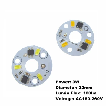 20 חתיכות 3W LED 5730 SMD ניתן לעמעום צלחת אלומיניום, 220v 230v 240v led לוח אור, 32 מ מ קוטר, לבן, לבן חם הוביל מנורת pcb