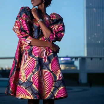 2023 אפריקה להדפיס שמלות לאביב קיץ לנשים אפריקאיות 3/4 שרוול פוליאסטר השמלה S-3XL אפריקה שמלות לנשים