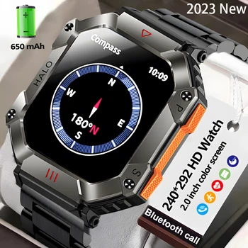 2023 צבאית חדשה גברים שעון חכם מצפן Tracker עמיד במים סוללה 650mAh Bluetooth שיחה SmartWatch עבור Xiaomi אנדרואיד Ios