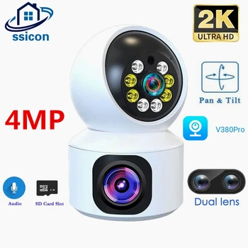 2K 4MP V380 Pro כפול עדשת המצלמה 5G WIFI בית חכם צבע ראיית הלילה אלחוטי מעקב מצלמה מקורה