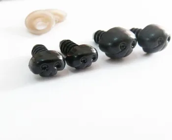 30pcs/lot 8x11mm &11x16mm &22x29mm שחור צעצוע מפלסטיק האף & רך כביסה עבור diy קטיפה בובה אביזרים אפשרות גודל