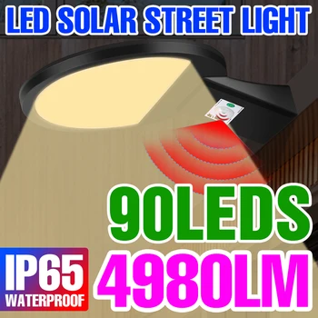 50W LED סולארית תאורה חיצונית עמיד למים תאורת חיישן תנועת PIR רחוב מנורת שמש מופעל לבן חם IP65 LED מנורה סולרית