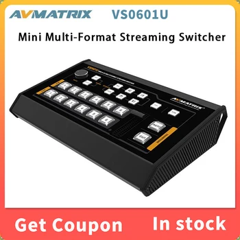 AVMATRIX VS0601U מיני Multi-פורמט הזרמת וידאו Switcher עם 6CH 2×HDMI 4×SDI כניסות USB Type-C פלט ממשק GPIO