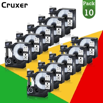 Cruxer 10PK 12mm תווית דבק תואם על Dymo D1 45010 45013 45021 מחסנית עבור Dymo Label מנהל 150 200 250 תווית המדפסת