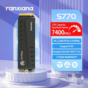 Fanxiang S770 SSD 7400MB/s PCIe 4.0 מ. 2 Nvme 500GB 1TB 2TB 4TB כונן קשיח פנימי, כונן מצב מוצק עבור פלייסטיישן 5 שולחן העבודה