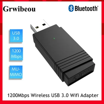 Grwibeou 1200Mbps אלחוטי USB 3.0 מתאם Wifi 2.4 Ghz 5.8 Ghz Dual Band Bluetooth WI-FI 2 ב 1 אנטנה Dongle על שולחן העבודה במחשב הנייד