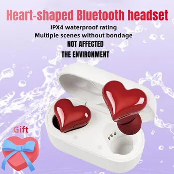 Heartbuds Bluetooth אוזניות In-ear בסגנון נערת אופנה מתנה תלמיד מוזיקה, משחקים מיני אלחוטית חכמה אוזניות בצורת לב מתנה