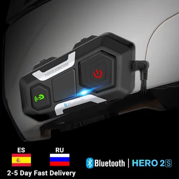 HEROBIKER קסדת אופנוע אינטרקום עמיד למים Bluetooth אלחוטית אינטרקום אופנוע אוזניות הפנימי 4 רוכב 1200M