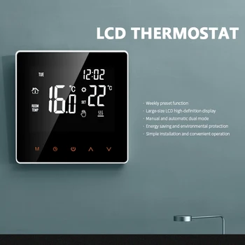 LCD גביש נוזלי דיגיטלי תצוגת מסך 3/16A התרמוסטט בקר טמפרטורה מים/חשמל קומה חימום מים/גז