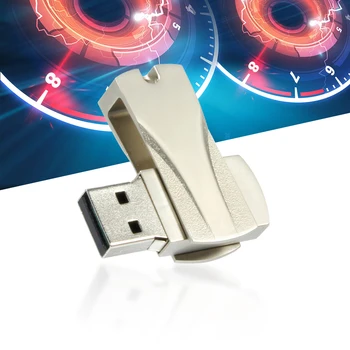 Mini USB Flash Drive 64GB אמיתי קיבולת זיכרון שחור מתכת המסתובב כונן עט 32GB חינם מפתח שרשרת כסף Pendrive 16GB 8G
