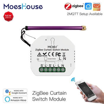 MoesHouse ZigBee DIY חכם וילון מתג מודול ממונע תריסי המנוע 2MQTT Tuya אפליקציה חכמה אלקסה הבית של Google