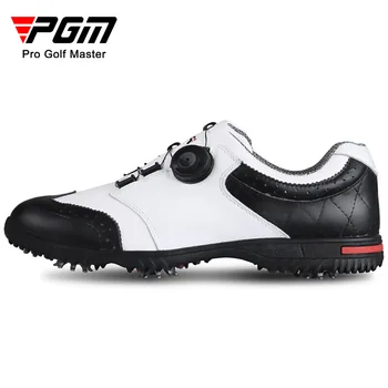 PGM עמיד למים נעלי גולף Mens נוח ידית אבזם עור אמיתי נעלי ספורט יתדות מסמר החלקה XZ039 אימון ספורט נעליים