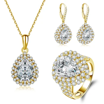 QYI Moissanite טבעת סט תכשיטי זהב 14K זהב צהוב מוצק הילה טבעת אירוסין חתונה אוהבי תכשיטים מתנה