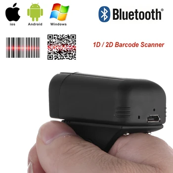 RUGLINE טבעת אצבע 1D 2D קטן Barcode Scanner אנדרואיד ו-iOS / Bluetooth סריקה מסחרי מערכת קופה