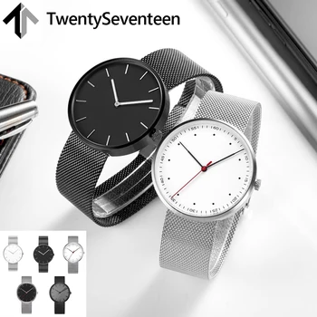 TwentySeventeen אופנה קוורץ שעונים 5 צבעים עיצוב מינימליסטי סגנון מתכת מוברשת שעון התיק עמיד במים 3ATM אקדמי סגנון