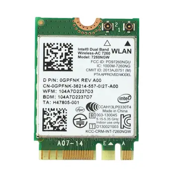 Wireless-AC 7260 802.11 AC NGFF/מ. 2 Wifi + Bluetooth BT 4.0 867mbps מיני WLAN כרטיס של dell, Sony, Intel 7260NGW 7260AC