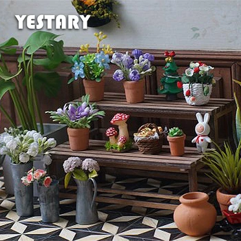 YESTARY בית בובות מיניאטורי רהיטים מעץ דוכן פרחים על 1/6 BJD הבובות אביזרים Ob11 בליית בובות ריהוט מדף
