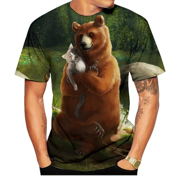 אופנה חדשה-3D מודפסים בעלי חיים דוב חולצה אופנה דוב חולצה מזדמנים קיץ מגניב שרוול קצר למעלה