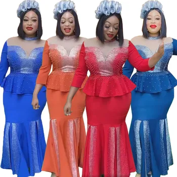 אפריקה שמלות אלגנטיות לנשים להתלבש 2 חתיכה אפריקה בגדים דאשיקי אנקרה תלבושת לחתונה חצאית להגדיר את ערב מסיבת השמלה הארוכה
