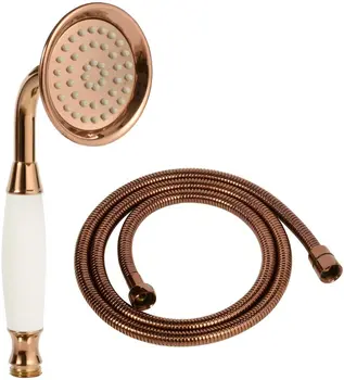 בציר כף היד מקלחת גשם המרסס טלפון בצורת פליז קרמיקה ראש מקלחת עם 59 אינץ צינור אמבטיה רוז זהב
