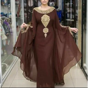 בראון Kaftans Farasha Abaya השמלה דובאי, מרוקו, שמלה ארוכה אירופאי ואמריקאי מגמת אופנה