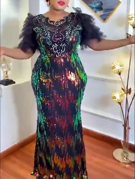 בתוספת גודל אפריקה נצנצים שמלות ערב נשים דאשיקי אפריקה בגדים 2023 דובאי יוקרה מסיבת חתונה שמלת Bodycon שמלת מקסי