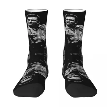ג 'וני קאש וג' וני קאש פוסטר של ג ' וני קאש גרביים גרפי ציני צבע ניגודיות שמיכה רול דחיסה גרביים
