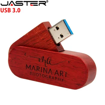 ג ' סטר Rotatable עץ USB 3.0 Flash Drive 64GB Pendrive מייפל עץ מקל זיכרון כונן עט 4GB 8GB 16GB 32GB יצירתי מתנות