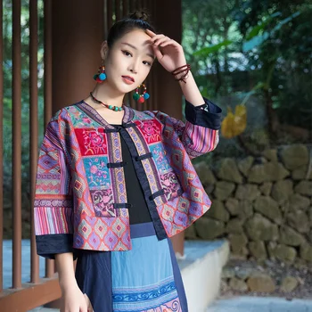 הלאומי סגנון מעיל קצר נשים רקמה, טלאים וינטג סין בגדים מסורתיים טאנג חליפה חופשי נשי סיני ' קט חדש