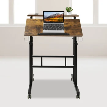 הניידת תעמוד השולחן, קטן מתכוונן עומד שולחן עם גלגלים הביתה משרד העבודה, נייד מתגלגל השולחן מחשב נייד העגלה.