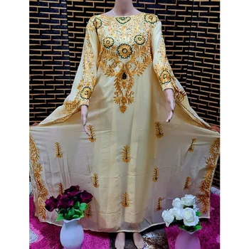 זהב Kaftans Farasha Abaya השמלה בדובאי מרוקו מאוד מפואר שמלה ארוכה אירופאי ואמריקאי מגמת אופנה