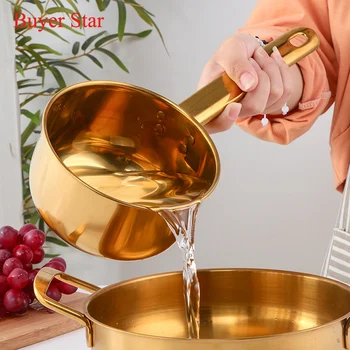 זהב ידית ארוכה מים סקופ נירוסטה מצקת מרק חשיש שולחן ביתי אביזרים למטבח עבור מסעדות המלון תשמיש