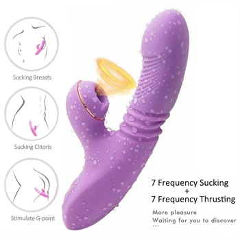 חדש-G-spot טעינה ויברטור מחוממת עם דחף יניקה הדגדגן גירוי הפטמה דילדו לעיסוי כפול מנוע עמיד למים צעצוע מין