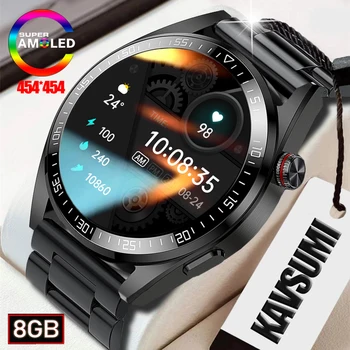 חדש מקרית שעון חכם AMOLED תמיד להציג את הזמן Bluetooth לקרוא שעונים חכמים גברים מוזיקה לצפות עבור Huawei TWS אוזניות שעון