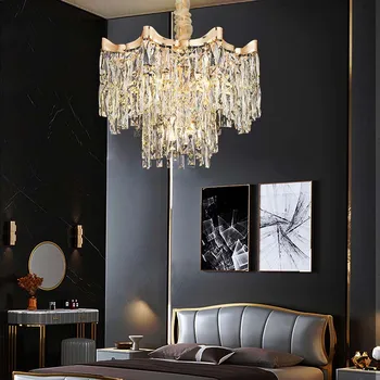 חדשה סגנון מודרני תליון מנורה עבור סלון חדר שינה חדר האוכל זהב יוקרה קריסטל עגול תקרה נברשת אור