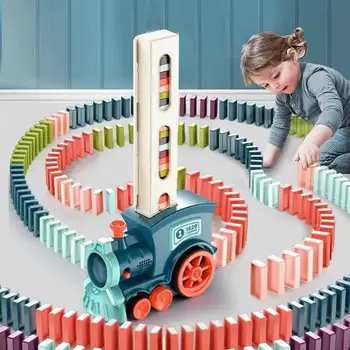ילדים חשמלי דומינו הרכבת סט מכוניות עם קול אור אוטומטי רישוי של רכבות חשמליות המשחק Diy חינוכי צעצוע לילדים