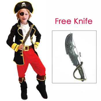 ילדים ילד קפטן ג ' ק הפיראט תחפושות עבור ילדים עם צעצוע סכין ליל כל הקדושים פורים קרנבל המסכות מרדי גרא תלבושת