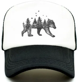 יער משאית דוב כובע מגניב לצוד ציד דוב כובע כובע קיץ היפ הופ גברים, נשים, כובע בייסבול כובע שמש, כובעי קיץ, כובעי רשת