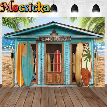 לוח השכרת חנות עיצוב סטודיו צילומי רקע טרופי נושא החוף מסיבת יום הולדת רקע באנר היילוד ילד דיוקן