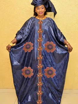 ללא תשלום גודל שחור מבריק Bazin ריש זמן שמלות לנשים אפריקאיות המפלגה בגדים רקמה אגן שמלות ערב הגברת דאשיקי החלוק