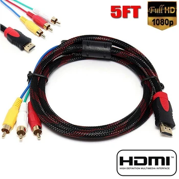 לנו 5Ft HDMI ל-3-RCA אודיו וידאו Component AV ממיר כבל מתאם עבור HDTV