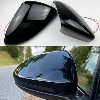 לצד המראה האחורית כיסוי עבור פולקסווגן גולף 7 MK7 7.5 GTI על Touran 2013-2020 כובעי אותות מראה מבריק שחור עם ליין לסייע אור