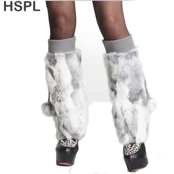 משלוח חינם 2020 אופנה חמה מכירת אמיתי ארנב פרווה הרגל חם יותר נשים חורף עבה חם של נשים פרווה גרביים