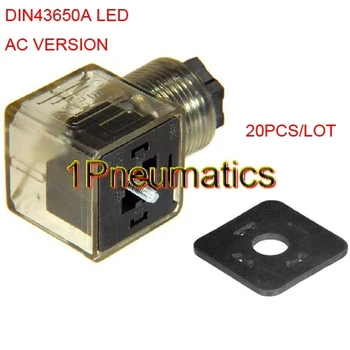 משלוח חינם 20PCS/LOT AC מתח סליל סליל מחבר תקע DIN43650A כולל נורית חיווי אור