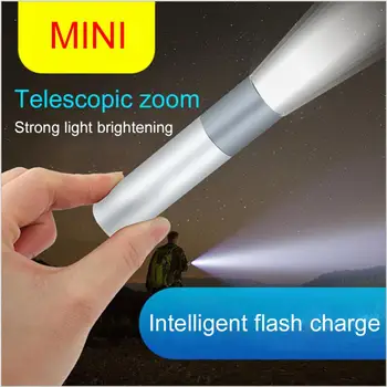 נטענת USB LED פנס קמפינג עמיד למים טלסקופי חזק לפיד מנורה חיצונית לעבוד זום נייד לפיד הסיטוניים
