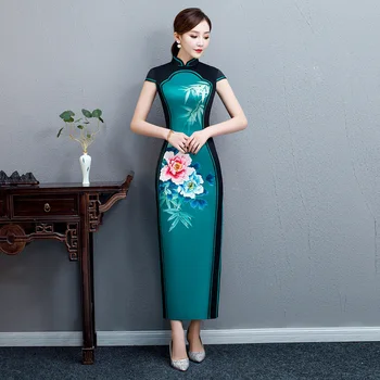 נשים סקסיות זמן Cheongsam מעצב מותג סיני מסורתי שמלה בסגנון 'נשות צ' יפאו סלים שמלות ערב Vestido 4XL