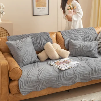 ספה מכסה את הסלון בצבע אפור קטיפה ספה כרית הספה כיסוי מודרני מינימליסטי ספה פינתית Towe אביב קיץ כרית המושב