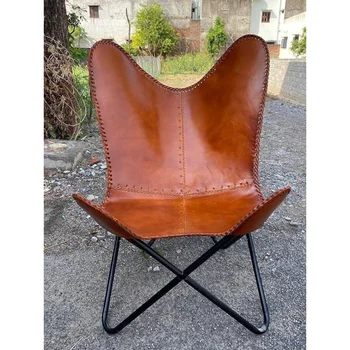 עבודת יד עור סלון כסאות-פרפר כיסא שיזוף צד תפר יד עור פרפר הכיסא-אבקה CoatedFolding מסגרת ברזל