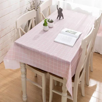 עמיד למים, שמן הוכחה מפת שולחן עם פשוט משובץ דפוס 137*90cm PVC לשטוף-בחינם הבית ריהוט עבור לעמוד השולחן DIN889